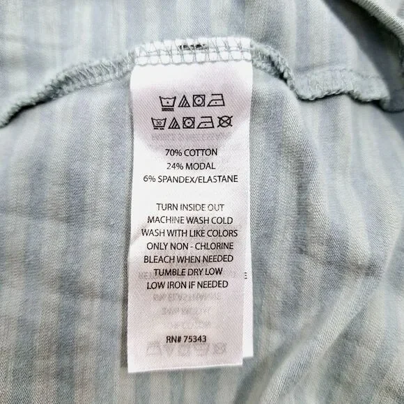 Jones New York Striped Short Sleeve V-Neck Shirt Sz S - Picture 4 of 10